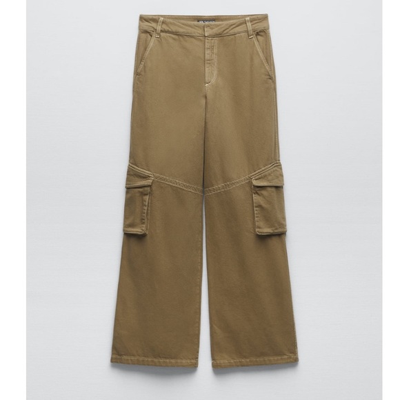 NWT Zara high waisted wide leg cargo pants - Picture 4 of 7